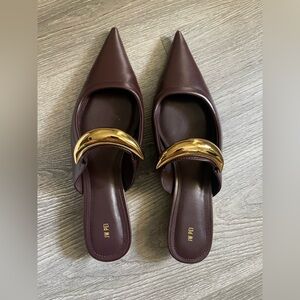 JW Pei Helena Pierced Mules- Claret Red, size 10